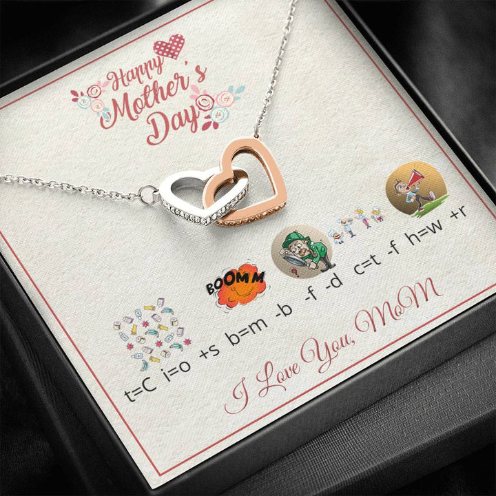 Interlocking Heart Necklace For Mom With Riddle Message Card - Thegiftio UK