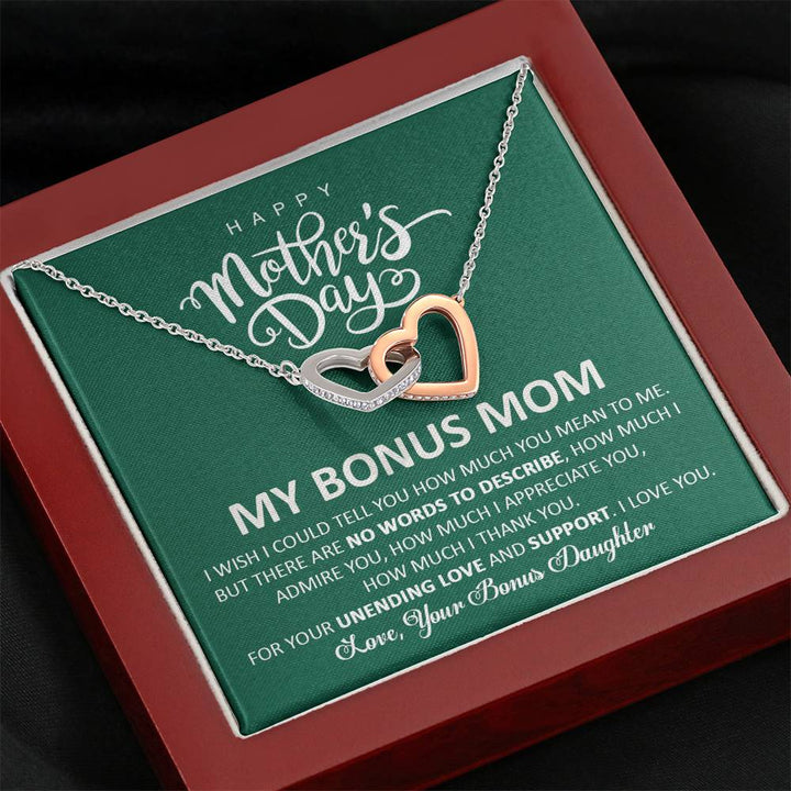 Happy Mother's Day My Bonus Mom - Interlocking Heart Necklace - Thegiftio UK