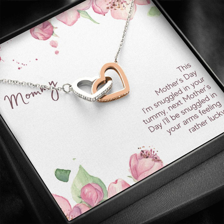 Mommy - This Mother's Day I'm Snuggledin Your Tummy - Interlocking Heart Necklace - Thegiftio UK