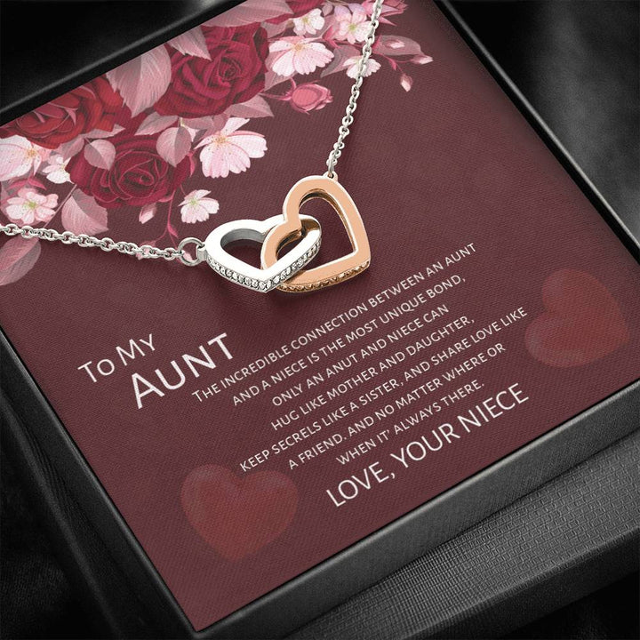Gift For Aunt - To My Aunt From Niece - Mother's Day Gift Interlocking Heart Necklace - Thegiftio
