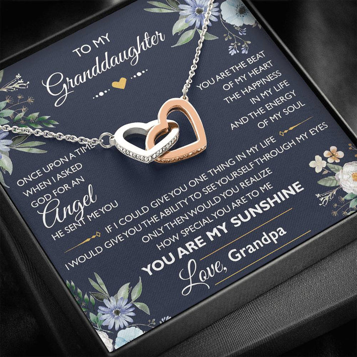 To My Granddaughter From Grandpa - Interlocking Heart Necklace - Thegiftio UK