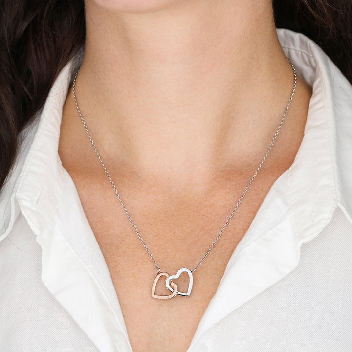 Mother's Day Interlocking Heart Necklace - 316 Steel With 18K Rose Gold Finish And Cubic Zirconia Stones
