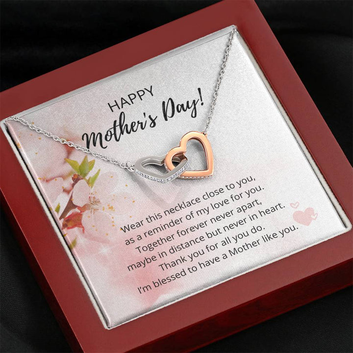 Mother's Day Interlocking Heart Necklace - 316 Steel With 18K Rose Gold Finish And Cubic Zirconia Stones