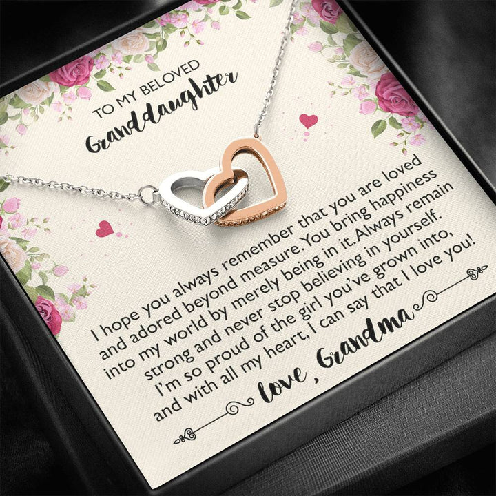 To My Beloved Granddaughter - Interlocking Heart Necklace From Grandma - Thegiftio UK