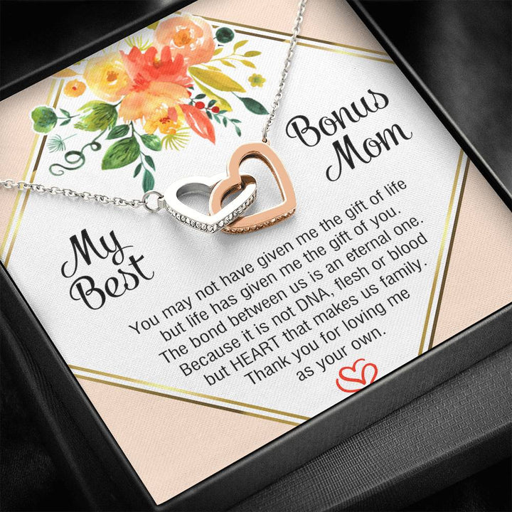 My Best Bonus Mom - Mother's Day Interlocking Heart Necklace - Thegiftio UK