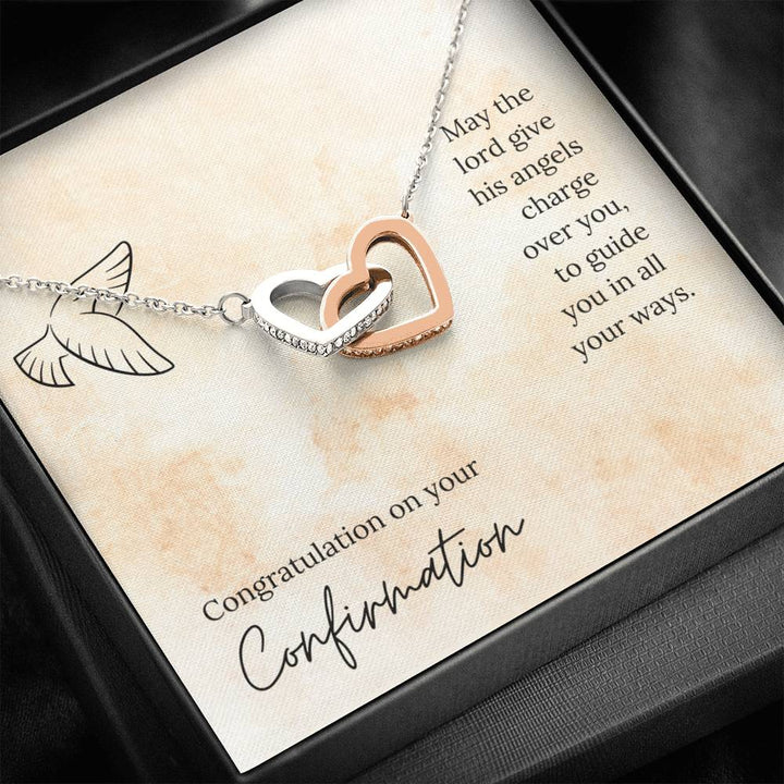 His Angels Charge Over You - Interlocking Heart Necklace - Thegiftio UK