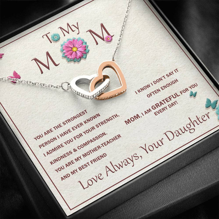 Interlocking Heart Necklace For Mother With Message Card - Thegiftio UK