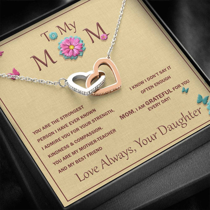 Interlocking Heart Necklace For Mother With Message Card - Thegiftio UK