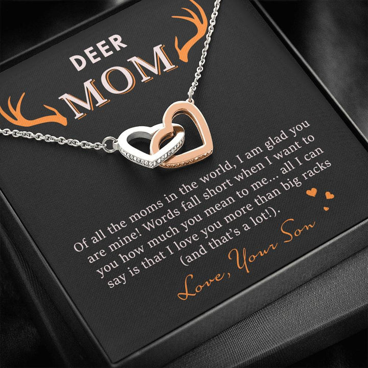 Deer Mom | Mother's Day Interlocking Heart Necklace - Thegiftio