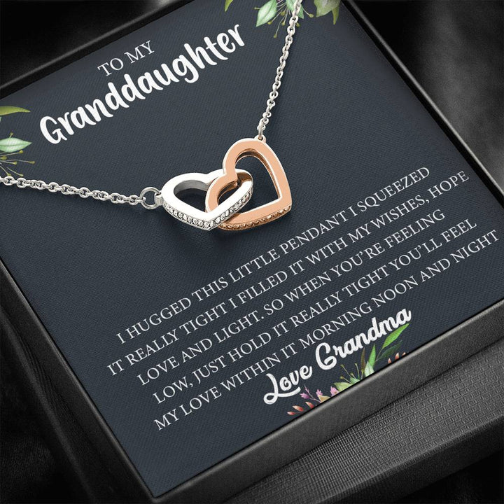 To My Granddaughter - Love From Grandma - Interlocking Heart Necklace - Thegiftio UK