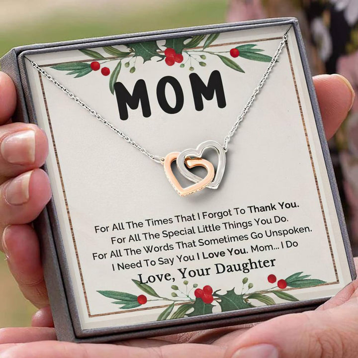 To Mom - I Love You | Interlocking Heart Necklace - Thegiftio UK