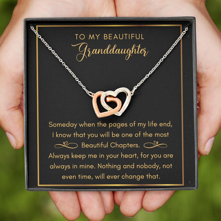 Granddaughter, Most Beautiful Chapters Interlocking Heart Necklace - Thegiftio UK