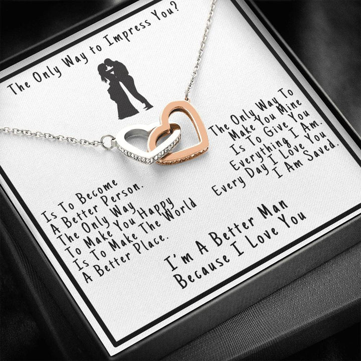Because I Love You - Valentine's Day Interlocking Heart Necklace - Thegiftio UK