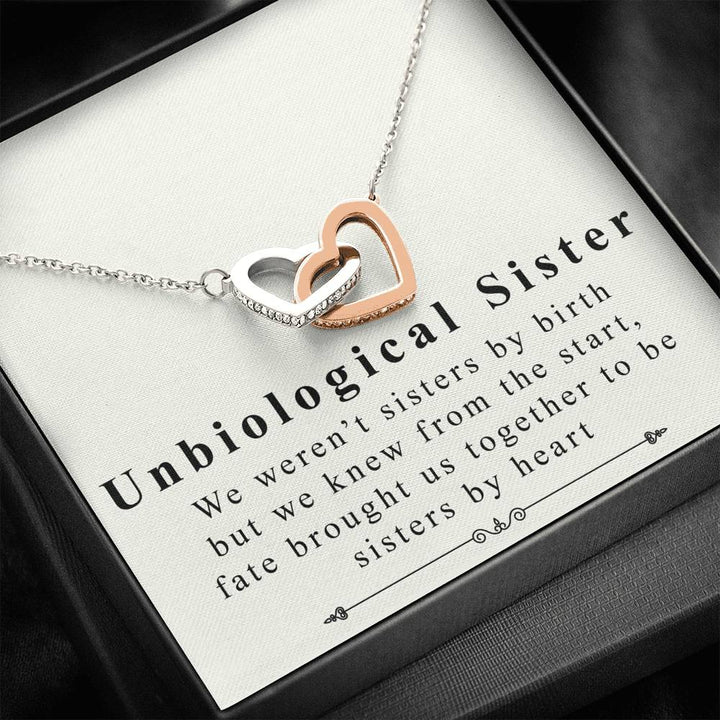 To Unbiological Sister - Interlocking Heart Necklace - Thegiftio UK