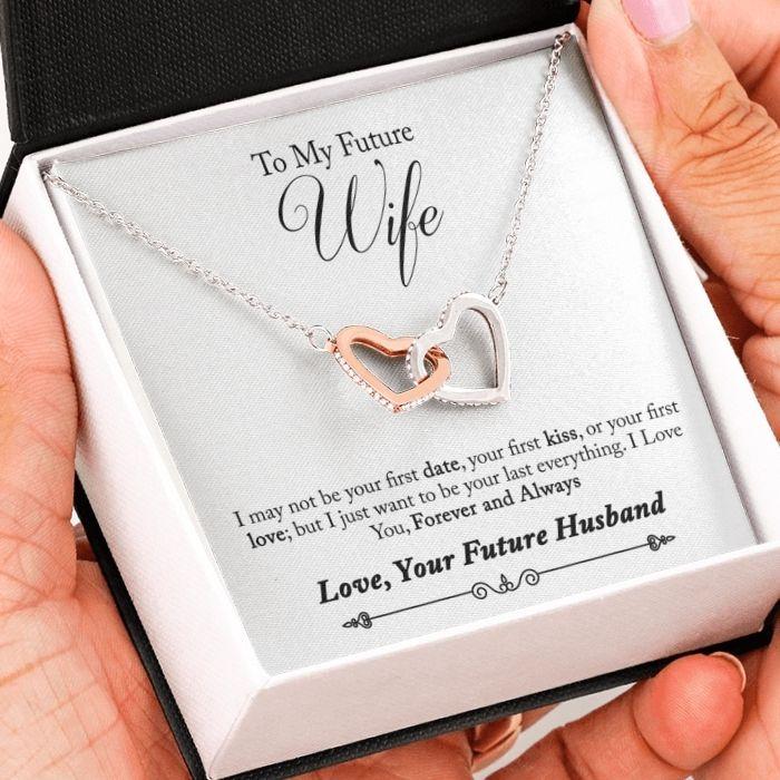 To My Future Wife Interlocking Heart Necklace Jewelry - Thegiftio UK