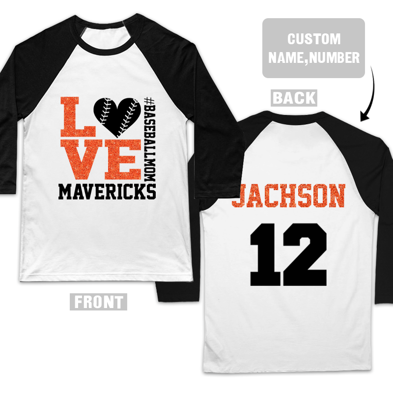 Custom Love Mom Raglan Shirt | Custom Name And Number | Gifts Idea For Mothers Day | Personalized Baseball Mom Front And Back Raglan Shirt - Seseable