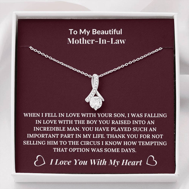 To My Beautiful Mother-In-Law | From Daughter-In-Law | Alluring Beauty Necklace - Seseable