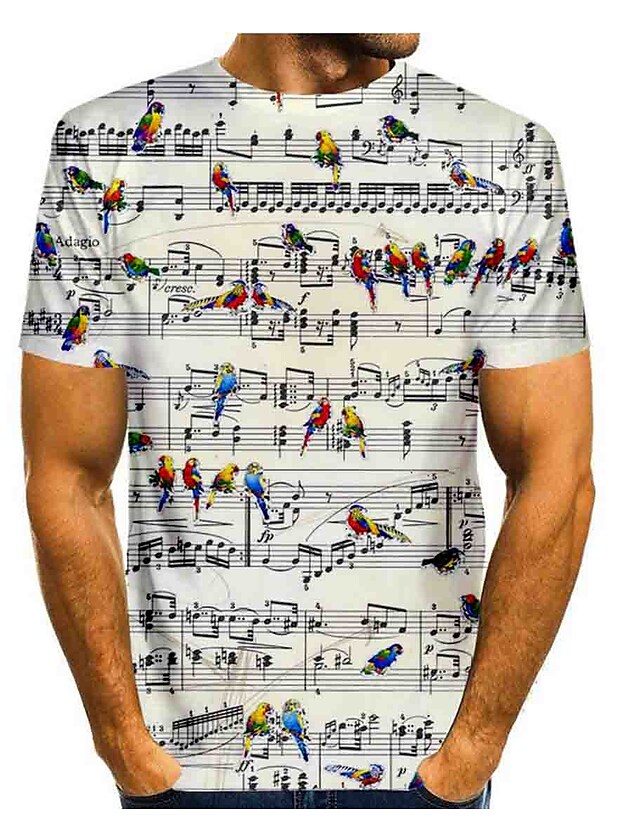 3D T Shirt Tee Shirt Graphic Bird Music Round Neck Daily Print