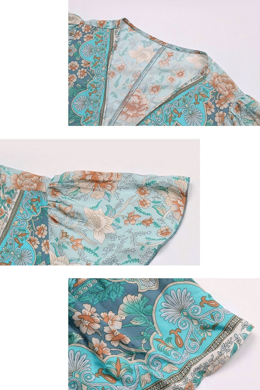 Summer New Inelastic Flower Printing V-Neck Short Sleeves Casual Mini Dress