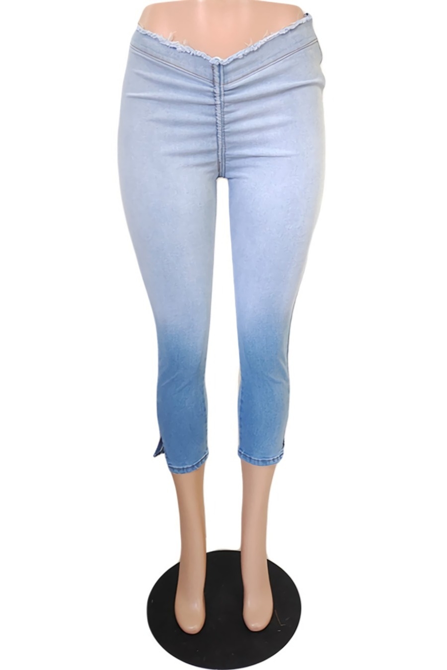 Summer New Micro Elastic Zip-Up Shirring Split Fashion Denim Jeans Summer New Micro Elastic Zip-Up Shirring Split Fashion Denim Jeans