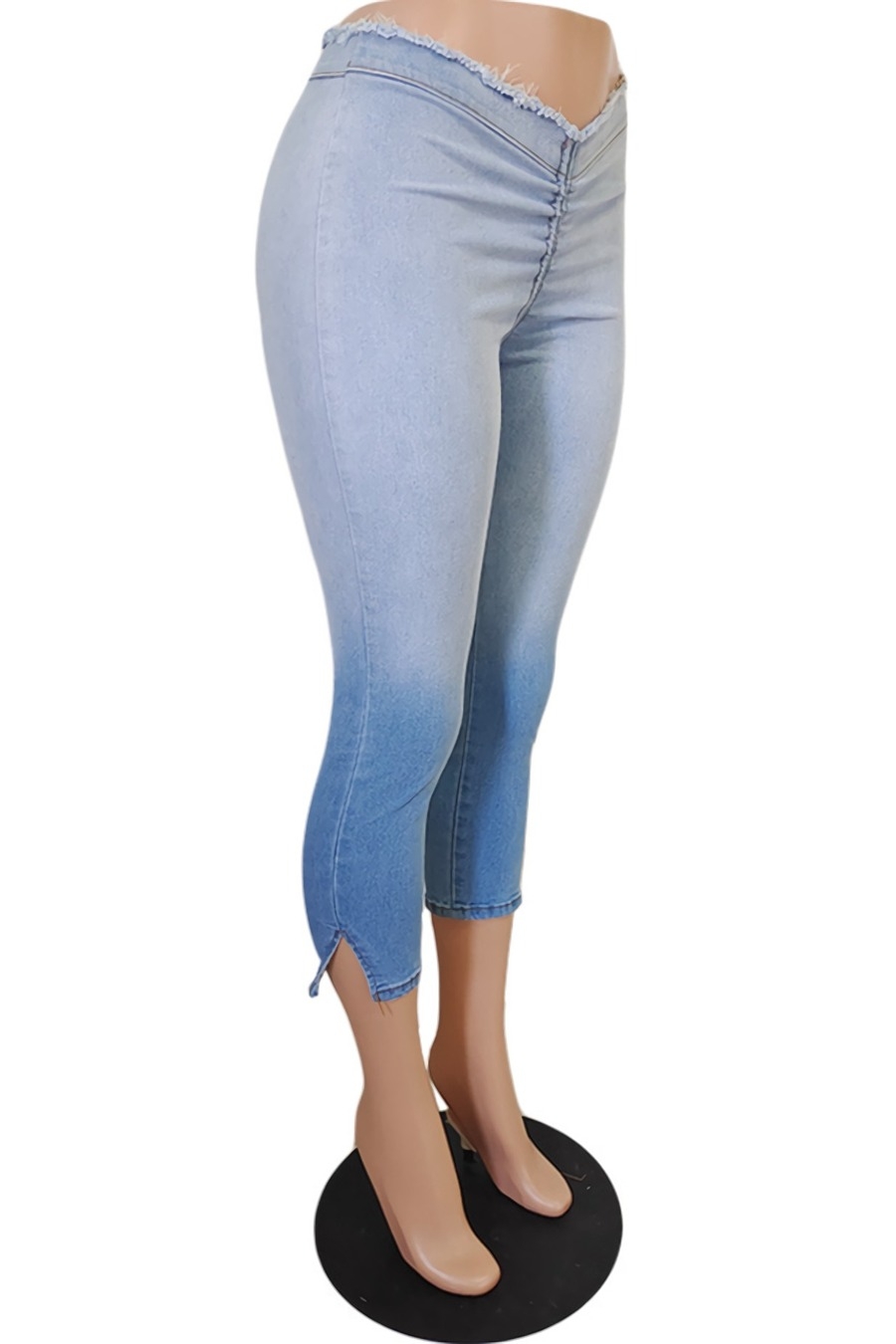 Summer New Micro Elastic Zip-Up Shirring Split Fashion Denim Jeans Summer New Micro Elastic Zip-Up Shirring Split Fashion Denim Jeans