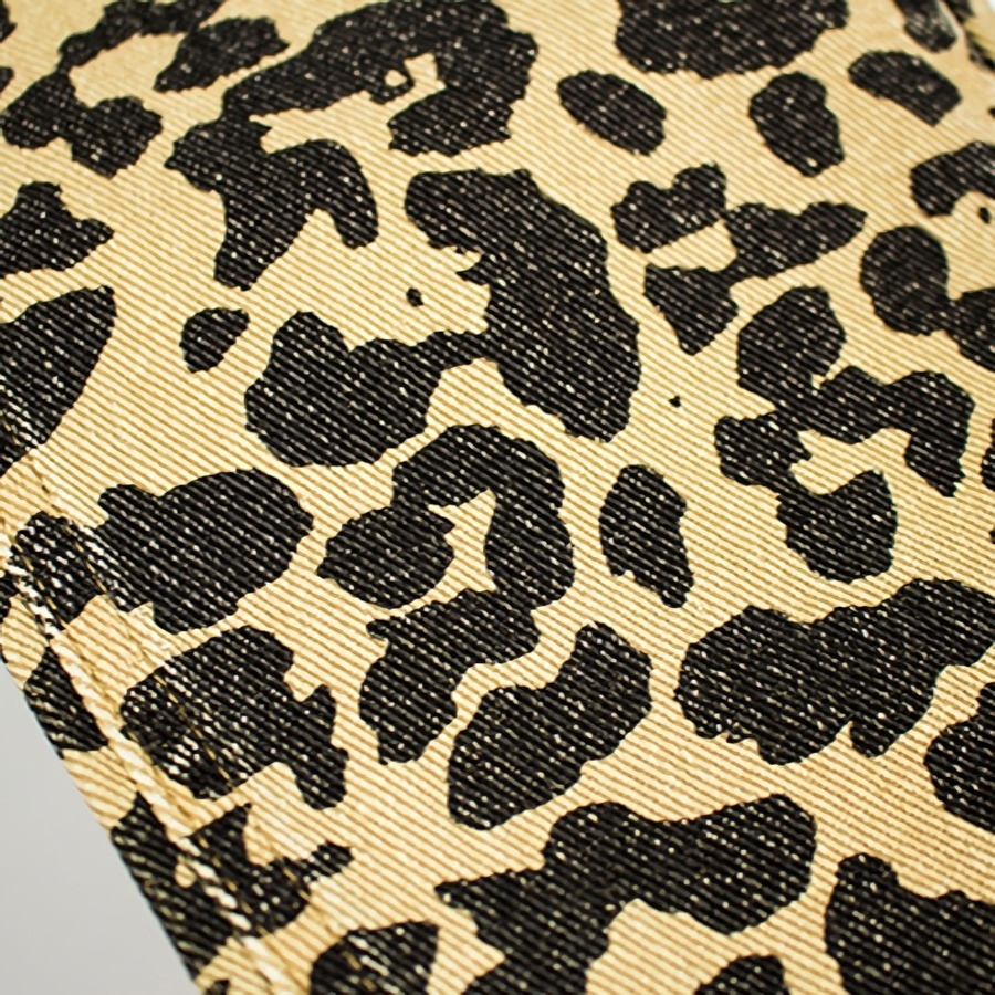 Xs-2Xl Plus Size Spring New Inelastic Contrast Color Spliced Leopard Printing Zip-Up Pocket Button Straight Fashion Denim Jeans