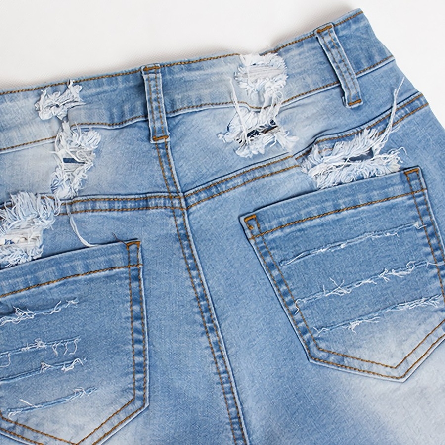 S-4Xl Plus Size Summer New Micro Elastic Hole Pocket Button Zip-Up Stylish Denim Shorts S-4Xl Plus Size Summer New Micro Elastic Hole Pocket Button Zip-Up Stylish Denim Shorts