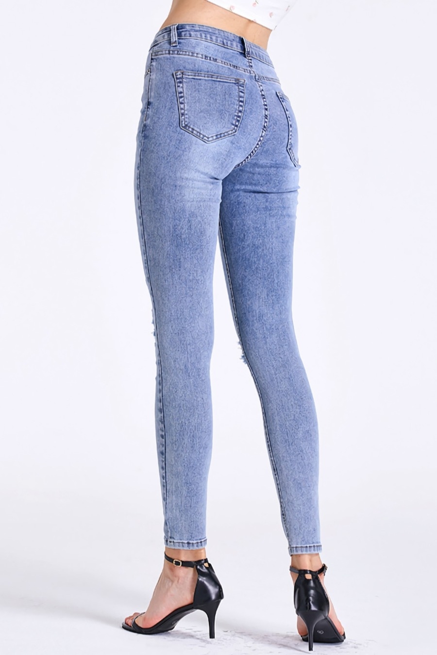 S-3Xl Plus Size Spring New Micro Elastic Hole Zip-Up Button Zip-Up Slim Fashion Denim Pants