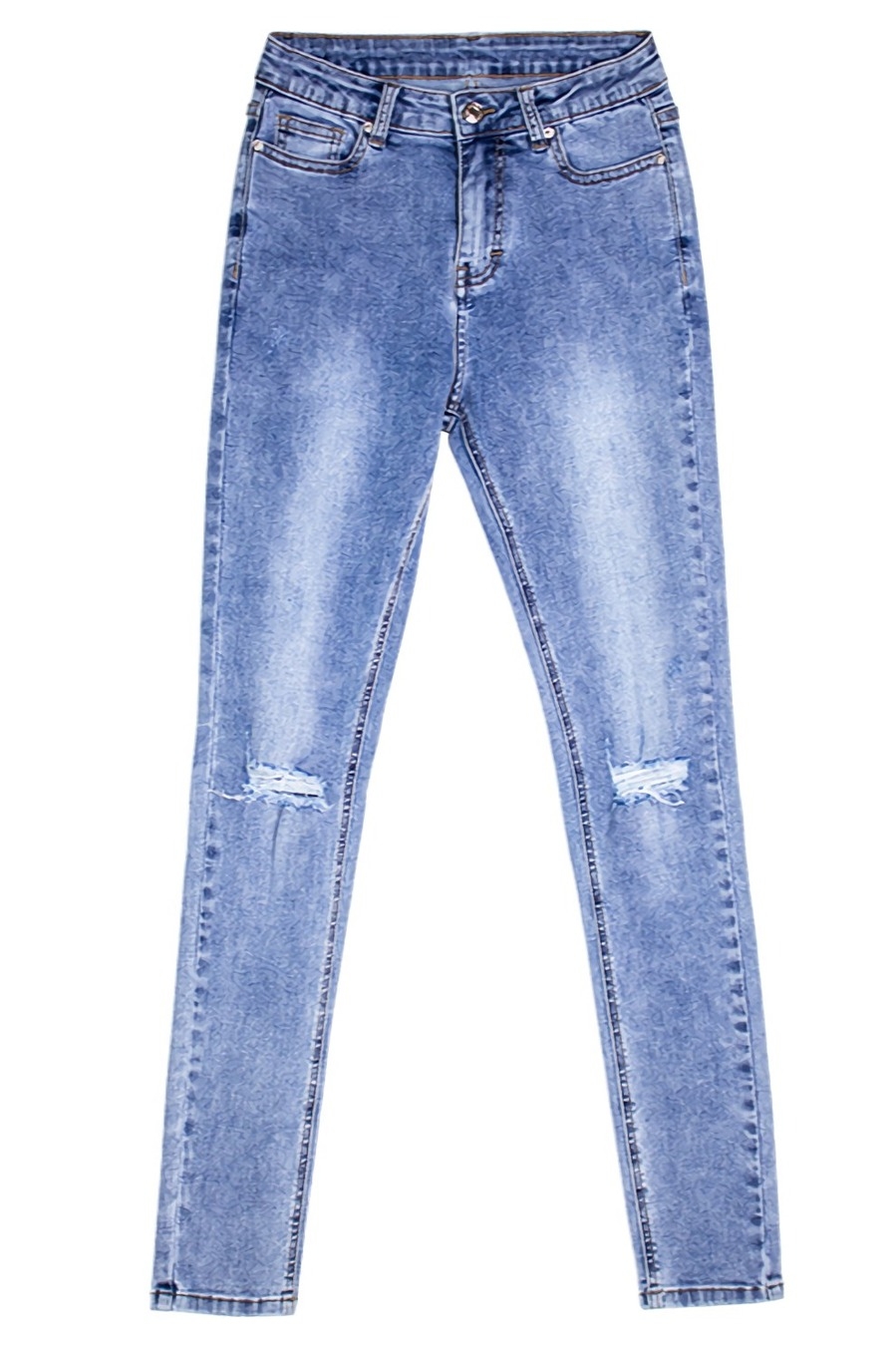 S-3Xl Plus Size Spring New Micro Elastic Hole Zip-Up Button Zip-Up Slim Fashion Denim Pants