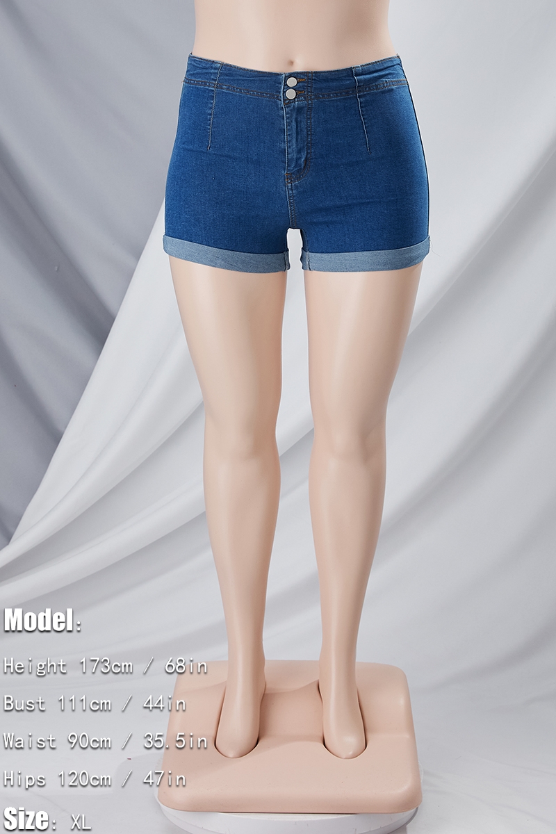 S-2Xl Summer New Plus Size Micro-Elastic High Waist Pockets Button Zip-Up Stylish All-Match Denim Shorts S-2Xl Summer New Plus Size Micro-Elastic High Waist Pockets Button Zip-Up Stylish All-Match Denim Shorts