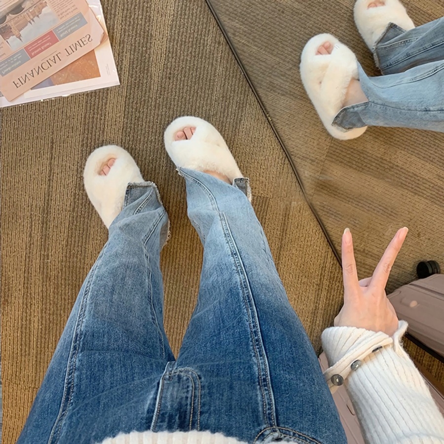 Spring New Pockets Micro-Elastic Gradient Split High Waist Straight Stylish Denim Jeans(Size Run Small) Spring New Pockets Micro-Elastic Gradient Split High Waist Straight Stylish Denim Jeans(Size Run Small)