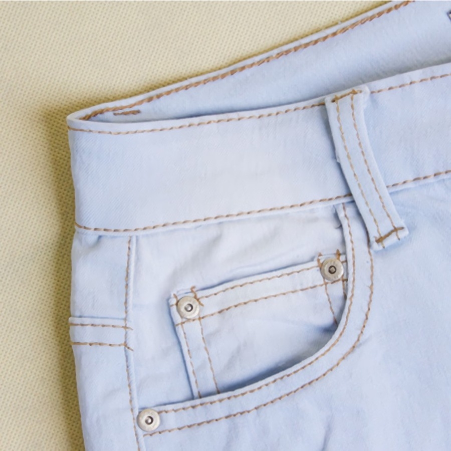 S-4Xl Plus Size Spring New Micro Elastic Contrast Color Spliced Hole Zip-Up Pocket Button Slim Stylish Denim Pants