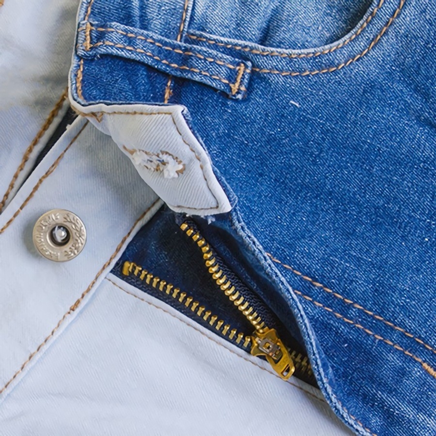S-4Xl Plus Size Spring New Micro Elastic Contrast Color Spliced Hole Zip-Up Pocket Button Slim Stylish Denim Pants