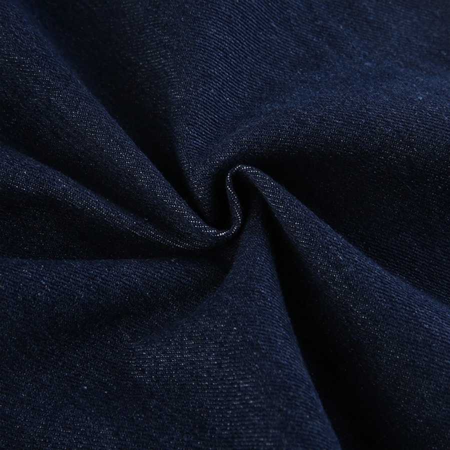 Spring New Inelastic Gradient Lace-Up Hollow Pocket Button Zip-Up High-Waisted Straight Fashion Denim Pants