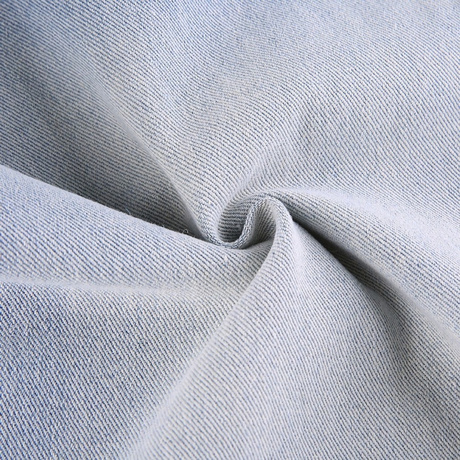 Spring New Stylish Inelastic Gradient Dyed Pocket Button Zip-Up Straight Casual Denim Trousers