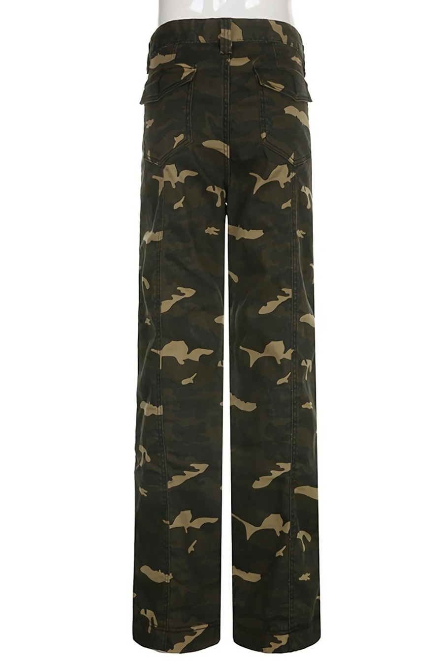 Spring New Inelastic Camo Printing Pocket Zip-Up Button Fashion Denim Pants