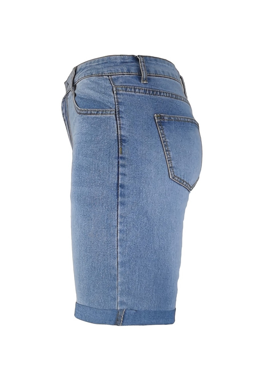 S-2Xl Summer New Plus Size Micro-Elastic High Waist Pockets Button Zip-Up Stylish Denim Shorts