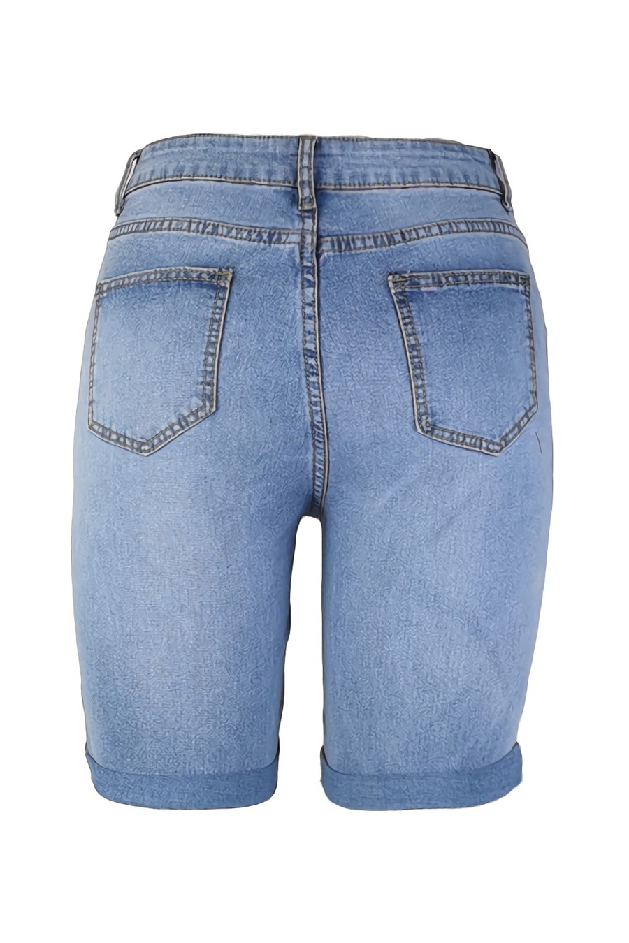 S-2Xl Summer New Plus Size Micro-Elastic High Waist Pockets Button Zip-Up Stylish Denim Shorts