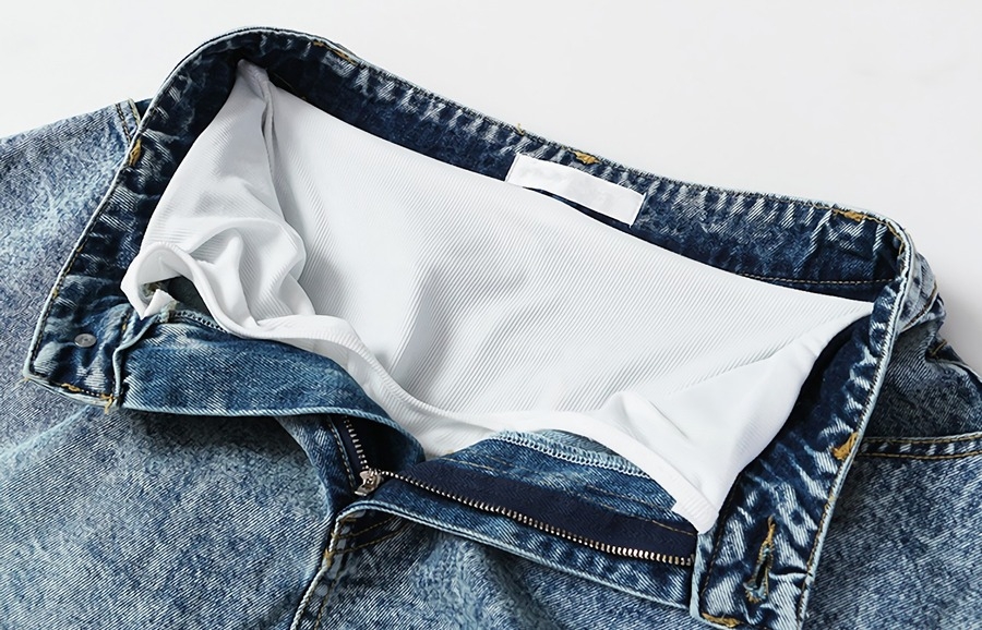 Summer New Micro-Elastic Knit Inner Spliced Pockets Button Zip-Up Stylish High Quality Denim Shorts