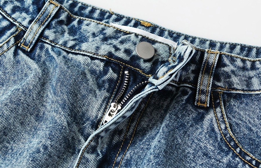 Summer New Micro-Elastic Knit Inner Spliced Pockets Button Zip-Up Stylish High Quality Denim Shorts